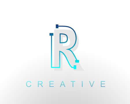 R Letter Connect Dot Network Logo Icon Design Vector Imageのイラスト素材
