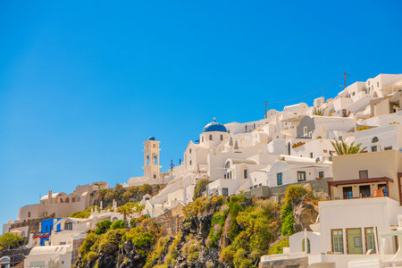 White architecture on Santorini island, Greece. Beautiful summer landscapeの写真素材