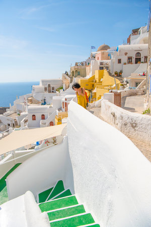 Oia village on Santorini island, Greece in a summer dayの写真素材
