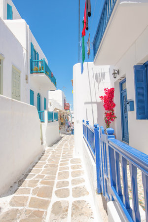 White architecture on the island of Mykonos, Greece.の写真素材