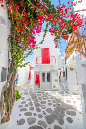 White architecture on Santorini island, Greece. Beautiful summer landscapeの写真素材
