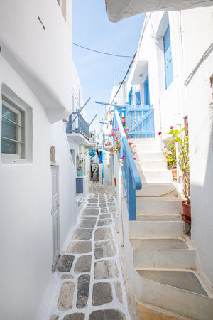 White architecture on Santorini island, Greece. Beautiful summer landscape.の写真素材