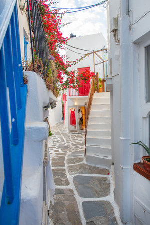 White architecture on the island of Mykonos in Greece.の写真素材