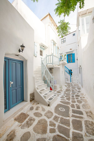 White architecture on the island of Mykonos in Greece.の写真素材