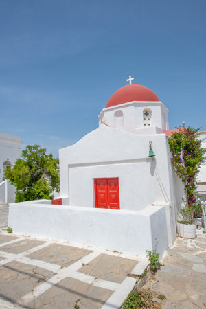 Church on the island of Mykonos, Cyclades, Greeceの写真素材