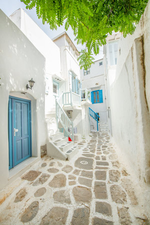 White architecture on Santorini island, Greece. Beautiful summer landscapeの写真素材