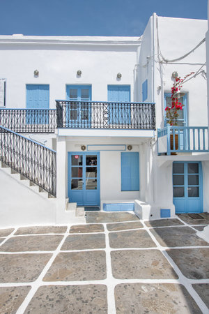 White architecture on the island of Mykonos in Greece.の写真素材