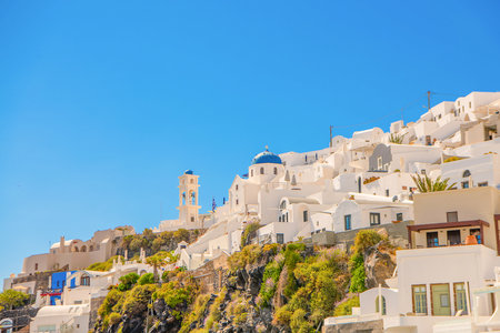 White architecture on Santorini island, Greece. Beautiful summer landscapeの写真素材