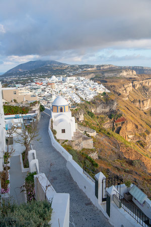 White architecture on Santorini island, Greece. Beautiful summer landscape.の写真素材