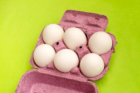 raw eggs on a tray Food