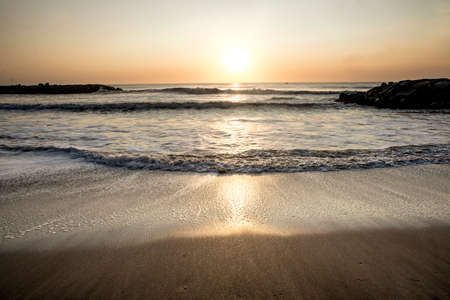 Marine landscape Sunrise in Mar del Plata, Argentinaの写真素材
