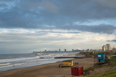 Marine landscape Mar del Plata skyline Beachesのeditorial素材