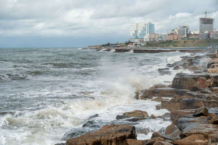 Seashore in Mar el Plata, Argentina Sea and Skyの写真素材