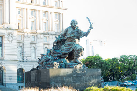Juena Azurduy Statur and Kirchner cultural center, in Buenos Airesのeditorial素材