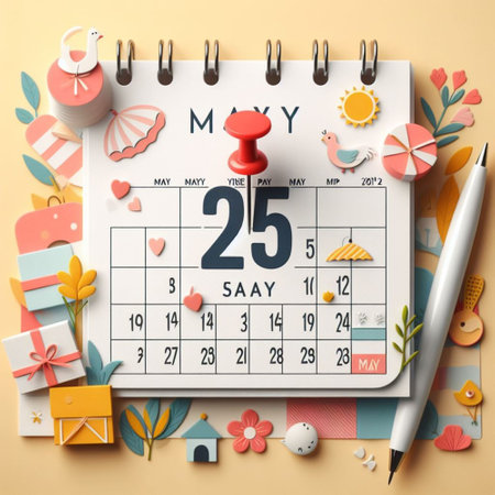 Calendar page with calendar date for mother's day, 3d renderingの素材