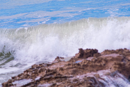 Breaking waves on the coastline