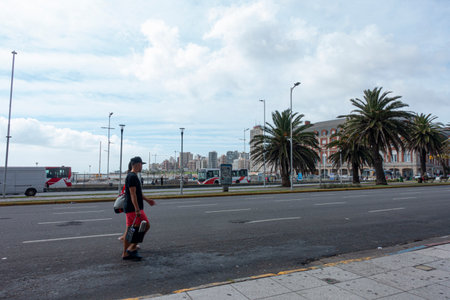 Mar del Plata cityscape Promenade and buildingsのeditorial素材