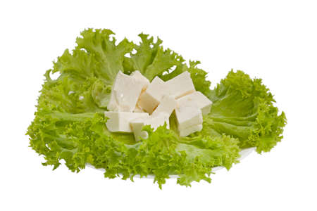 lettuce and feta cheeseの写真素材