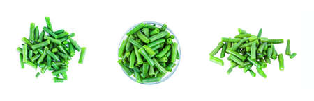 Green beans set isolated on white background