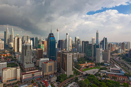 Kuala Lumpur, Malaysia - January 24, 2020: panorama view of Kuala Lumpur city center, Malaysia