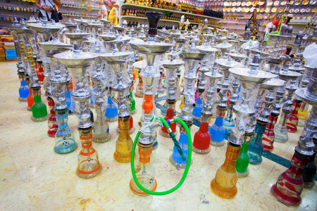 Hookahs in arabic style are the most popular souvenirs from Egypt, Khan El-Khalili marke
