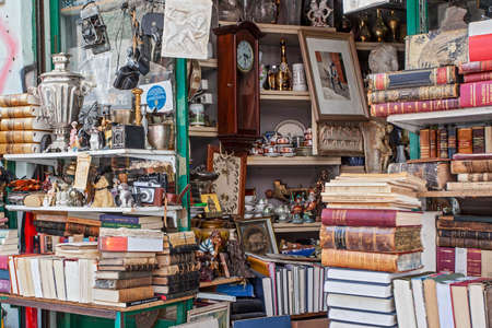 ATHENS, GREECE - JANUARY 17, 2019: Antiques for sale at the famous Flea market on Athens, Greeceのeditorial素材