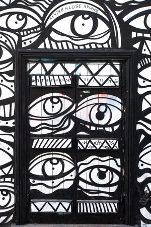 ATHENS, GREECE - September 12, 2019: Contemporary graffiti art on city walls. Hardships of Greek economic crisis since 2010 have led to a new wave of graffiti - making Athens a new Mecca for street artists.のeditorial素材