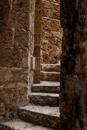 ancient stairs in stone old city Jaffa in Tel Avivの写真素材