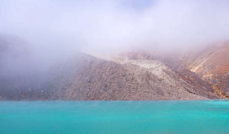 Landscape with Gokyo lake with amazing blue water, Nepalの写真素材