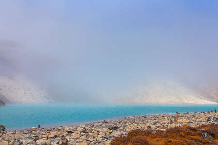 Landscape with Gokyo lake with amazing blue water, Nepalの写真素材