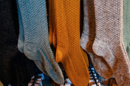 Woolen Socks in souvenir shop in Icelandの写真素材