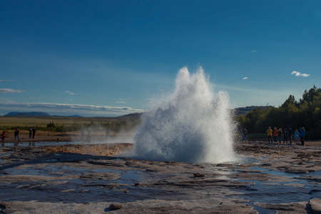 Strokkur Geyser eruption in Iceland.