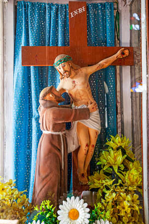 Kochi, India - January 19, 2020: Indian cristian cathedral, Santa Cruz Basilica interior with statuesのeditorial素材