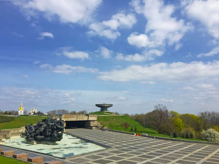 KYIV, UKRAINE - MAY 8, 2019: Monument of the eternal flame and Mother Motherland monument in Kiev. Historical sights of Ukraineのeditorial素材