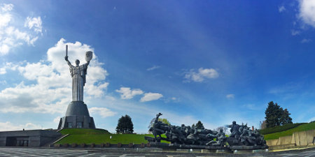 Kyiv, Ukraine - 8 May, 2019: The Motherland monument, one of the symbols of Kyiv, in park of the Victory, Ukraineのeditorial素材