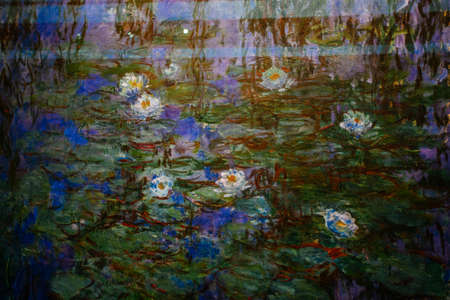 PARIS, FRANCE - October 2, 2016: Monet artwork in permanent collection hall of Musee d'Orsay. Musee d'Orsay has the largest collection of impressionist and post-impressionist paintings in the worldのeditorial素材