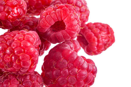 Fresh red raspberries isolation on white
