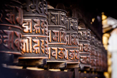 Prayer wheels in Nepalの写真素材
