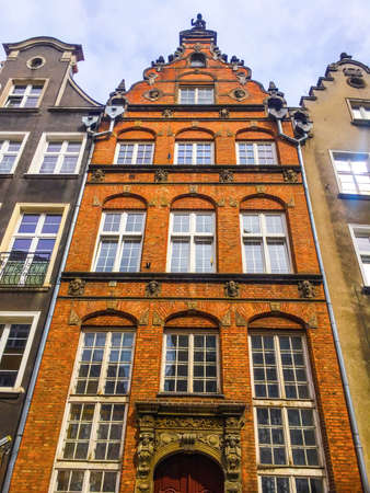 Building facade architecture of traditional house of the city center of Gdansk