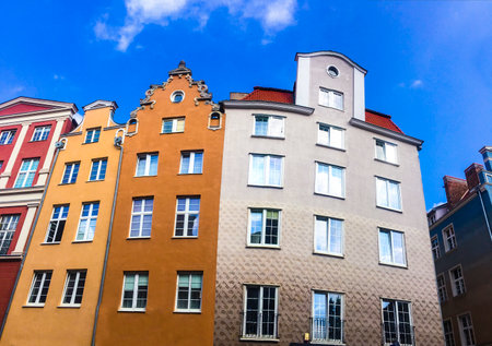Beautiful colorful houses on the streets of Gdansk, Poland