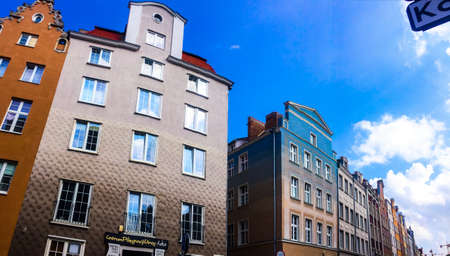 GDANSK, POLAND - September 2, 2018. Building facade architecture of traditional house of the city...