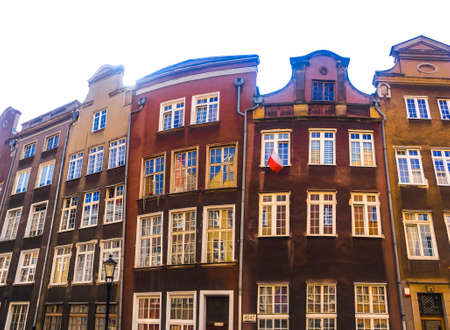 GDANSK, POLAND - September 2, 2018. Building facade architecture of traditional house of the city...