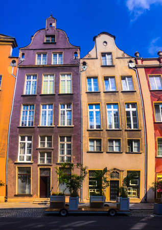 Beautiful colorful houses on the streets of Gdansk, Poland