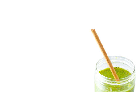 Fresh green smoothie isolated on whiteの写真素材
