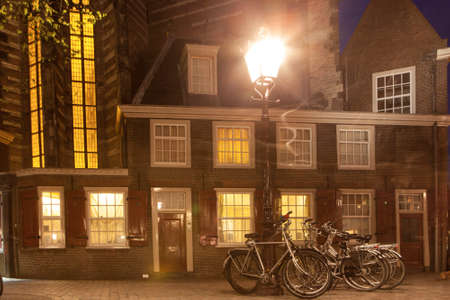 Amsterdam street at nightの写真素材