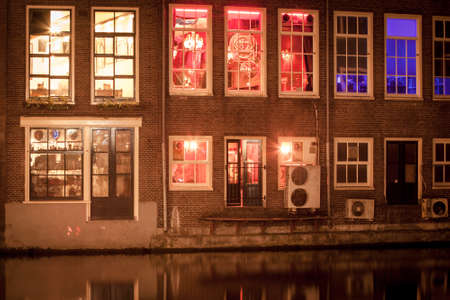 Amsterdam street at nightの写真素材
