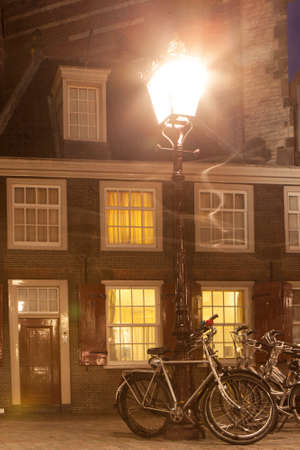 Amsterdam street at nightの写真素材