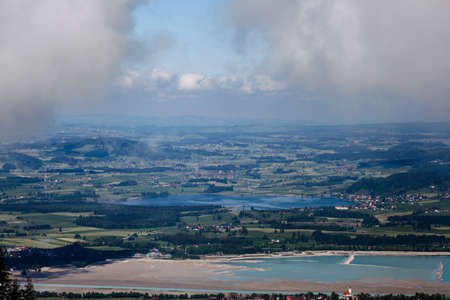 Alp mountains with lake in the valley in Bavaria, Germanyの写真素材