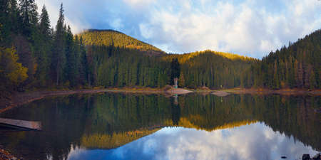 Early morning in Synevir lake , Carpathian mountains. Ukraine