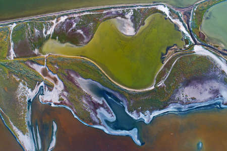 Nature drone sea view on Arabatskaya Strelka , Ukraine
